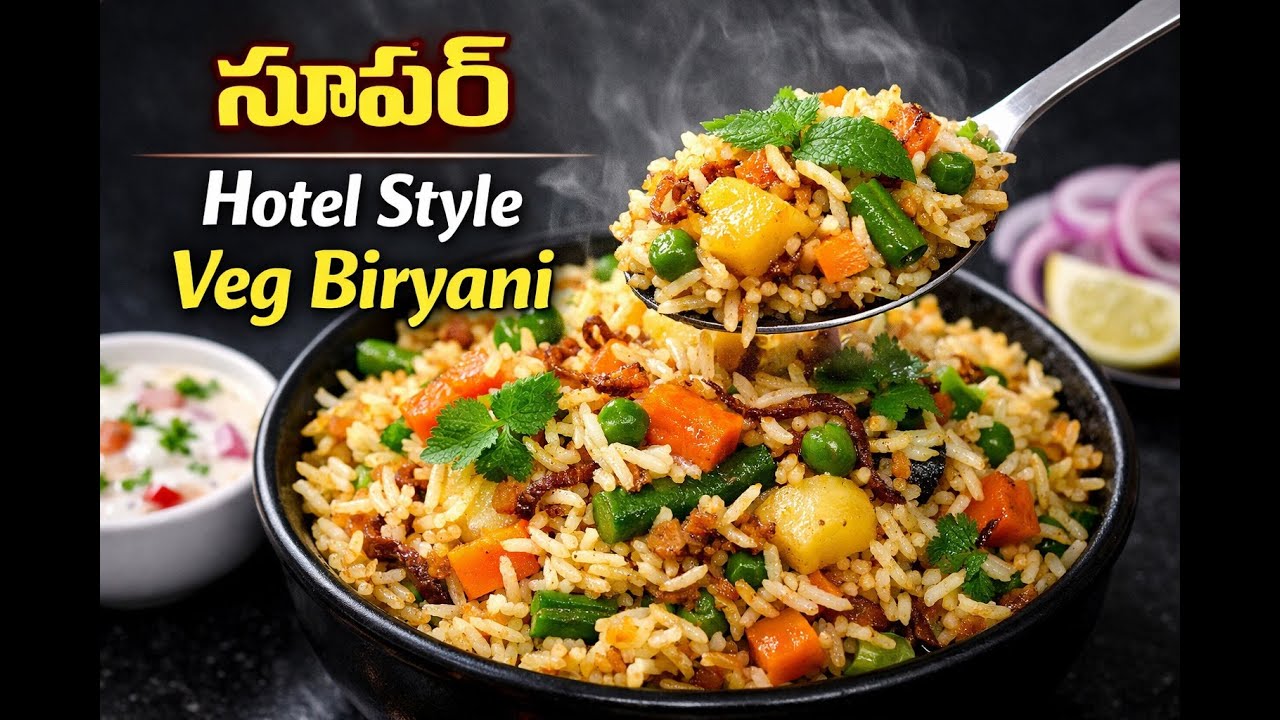 హోటల్ స్టైల్ వెజ్ బిర్యానీ | Veg Biryani Recipe in Telugu | Simple & Tasty | vantaaarogyam