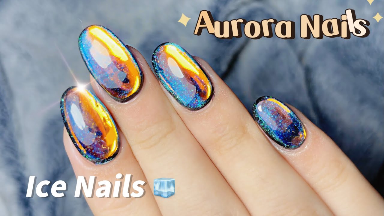 Làm Mẫu Nail Cực Quang Aurora cùng mình┃Aurora Nails┃ Ice Nails ┃Glass Nails┃Gel Extensions at home