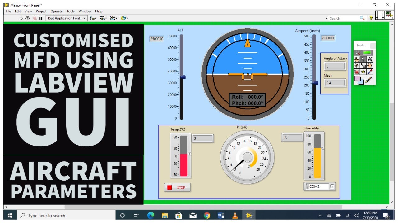 Customized MFD LabVIEW GUI Aircraft Parameters | LabVIEW Tutorial | Data Acquisition | HSI |