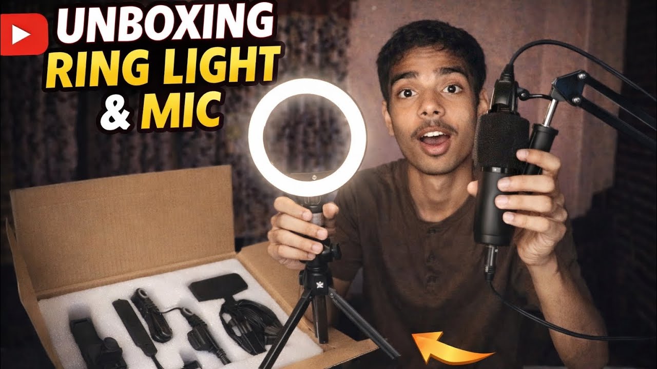 Low Budget YouTube Setup Unboxing🔥Ring Light+Mic+Stand लो बजट में प्रोफेशनल यूट्यूब सेटअप