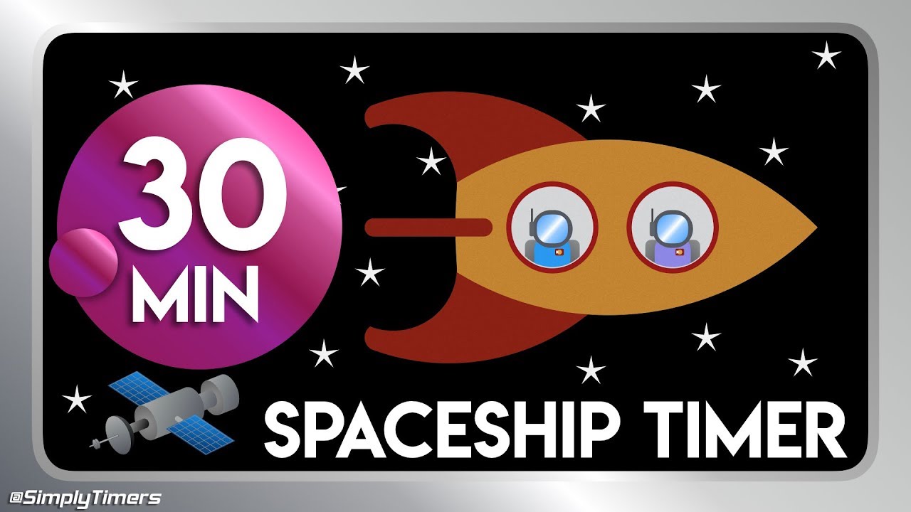 30 min Space ship, rocket pilot countdown timer in space