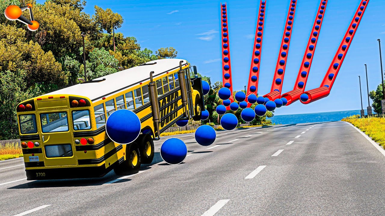Cars VS 100 Giant Concrete Balls - BeamNG drive