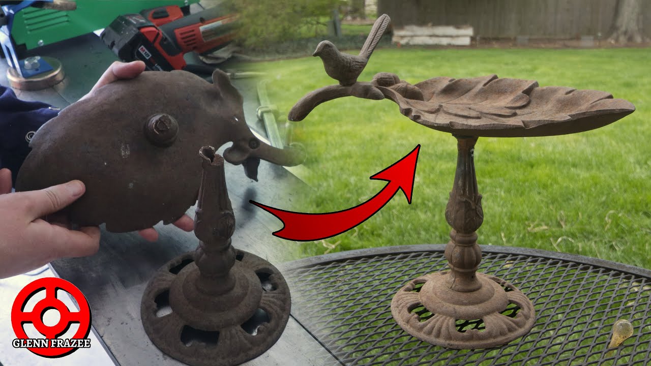 Welding a Broken Cast Iron Bird Bath Back Together