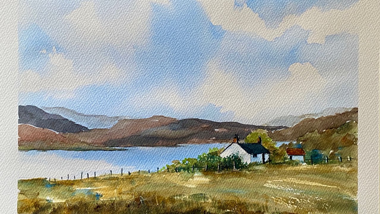How To Paint Loose WATERCOLOR SKY & MOUNTAINS Loch Lomond Watercolour Landscape PAINTING Tutorial