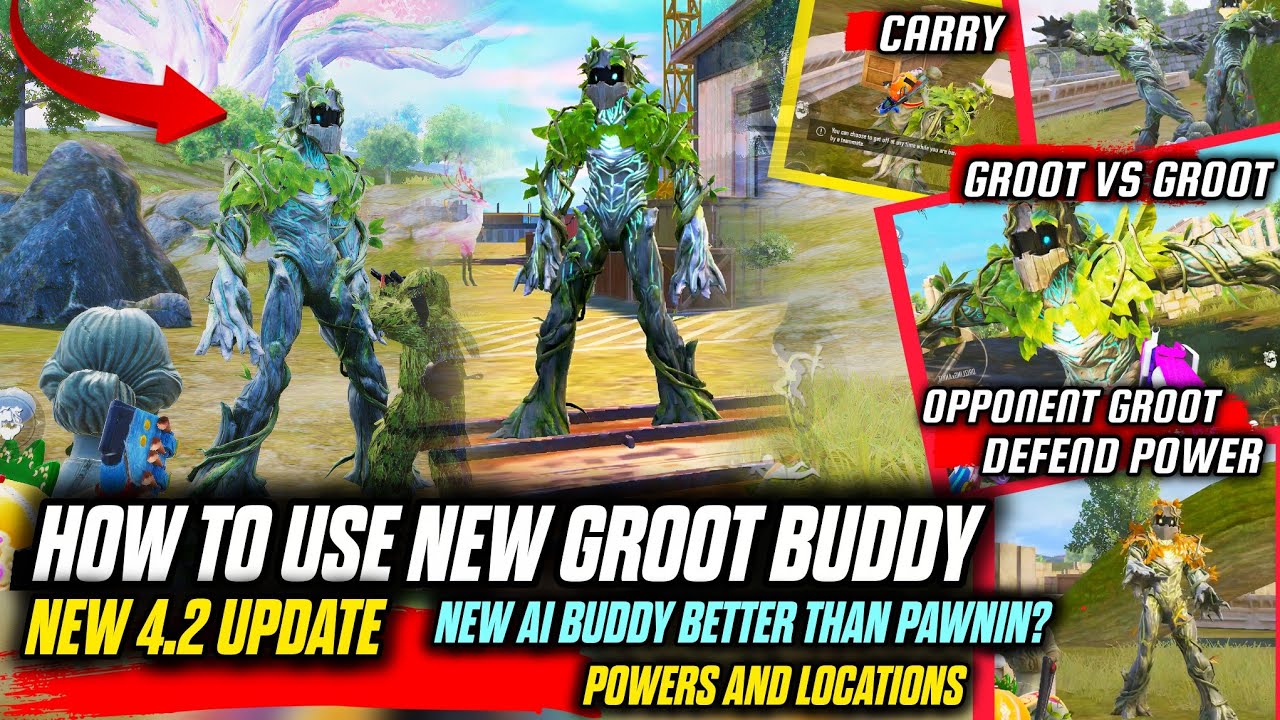 🔥HOW TO USE New *GROOT* Buddy in BGMI PUBG 4.2 Update Treant Ally AI Buddy 
