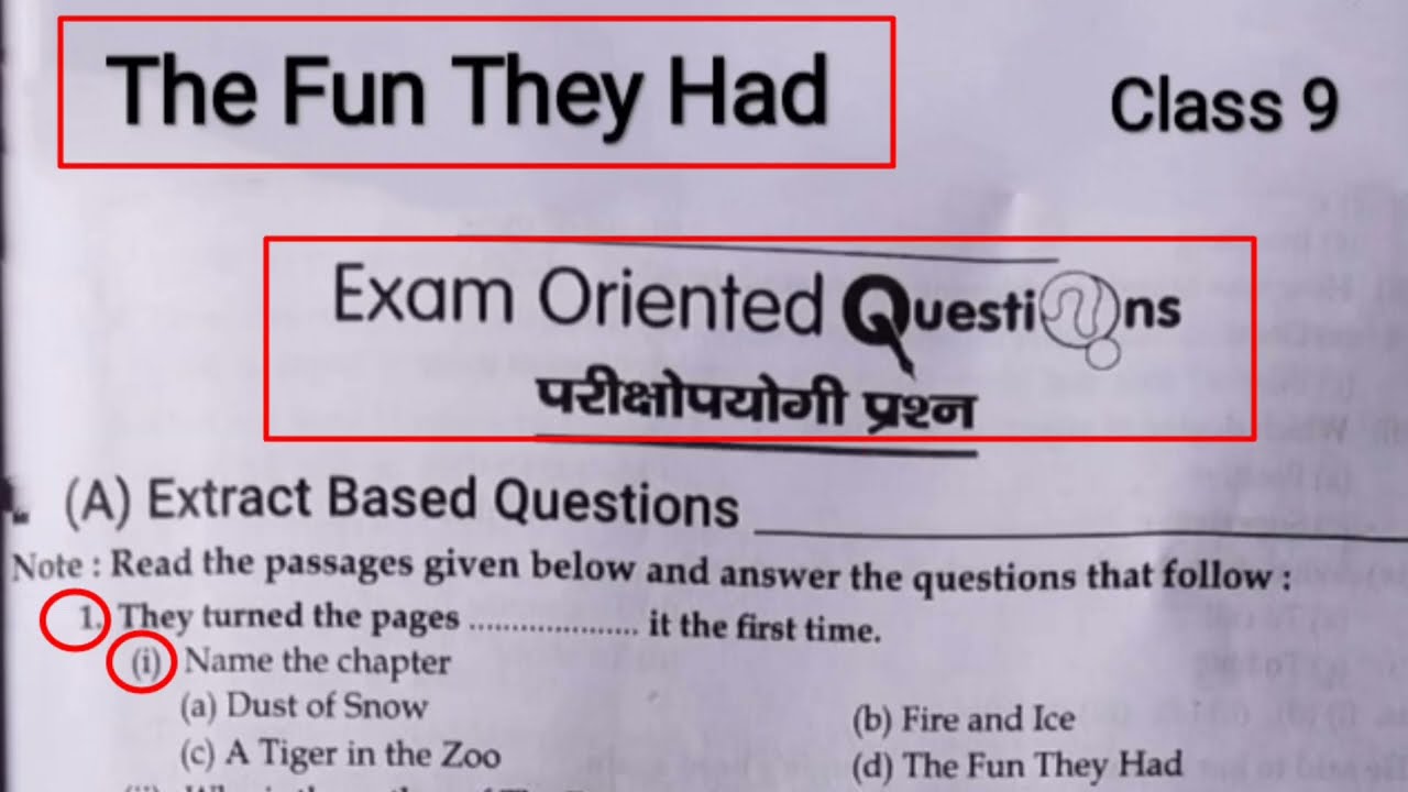 The Fun They Had Class 9 Extract Based Questions | In hindi | Passage Based Questions | Exam Orient