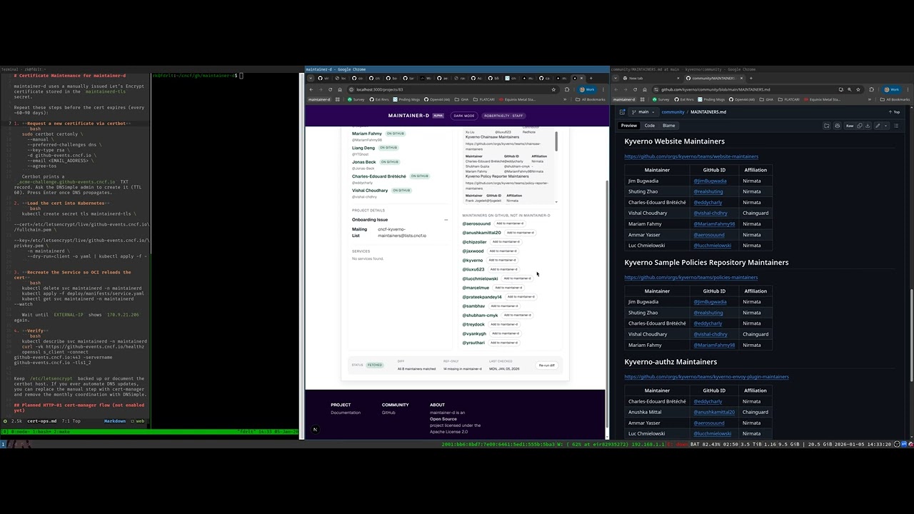 maintainer-d web frontend with a maintainer lineup reconciliation workflow