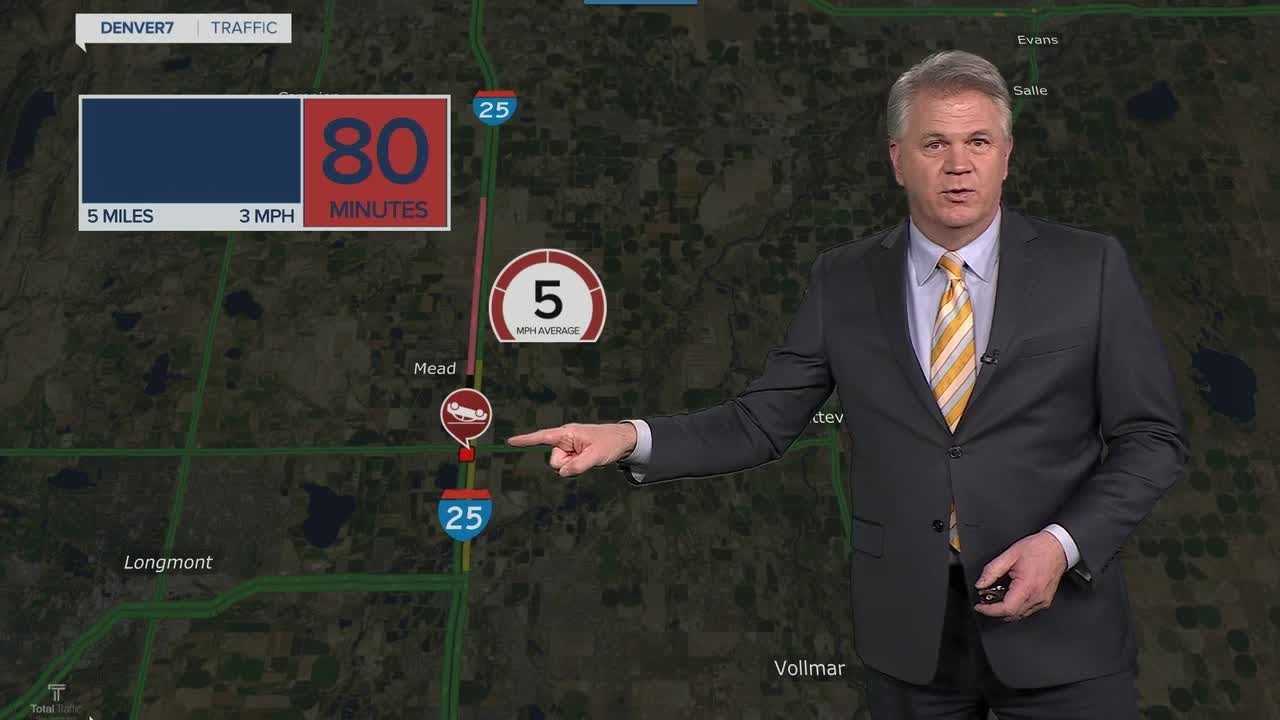 Part of SB I-25 closes near Mead, north of Longmont, for serious rollover crash