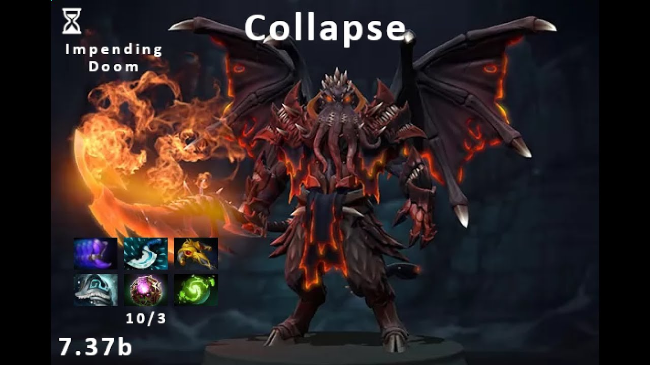 Collapse Doom Hardlane Gameplay. Dota 2 Patch 7.37b