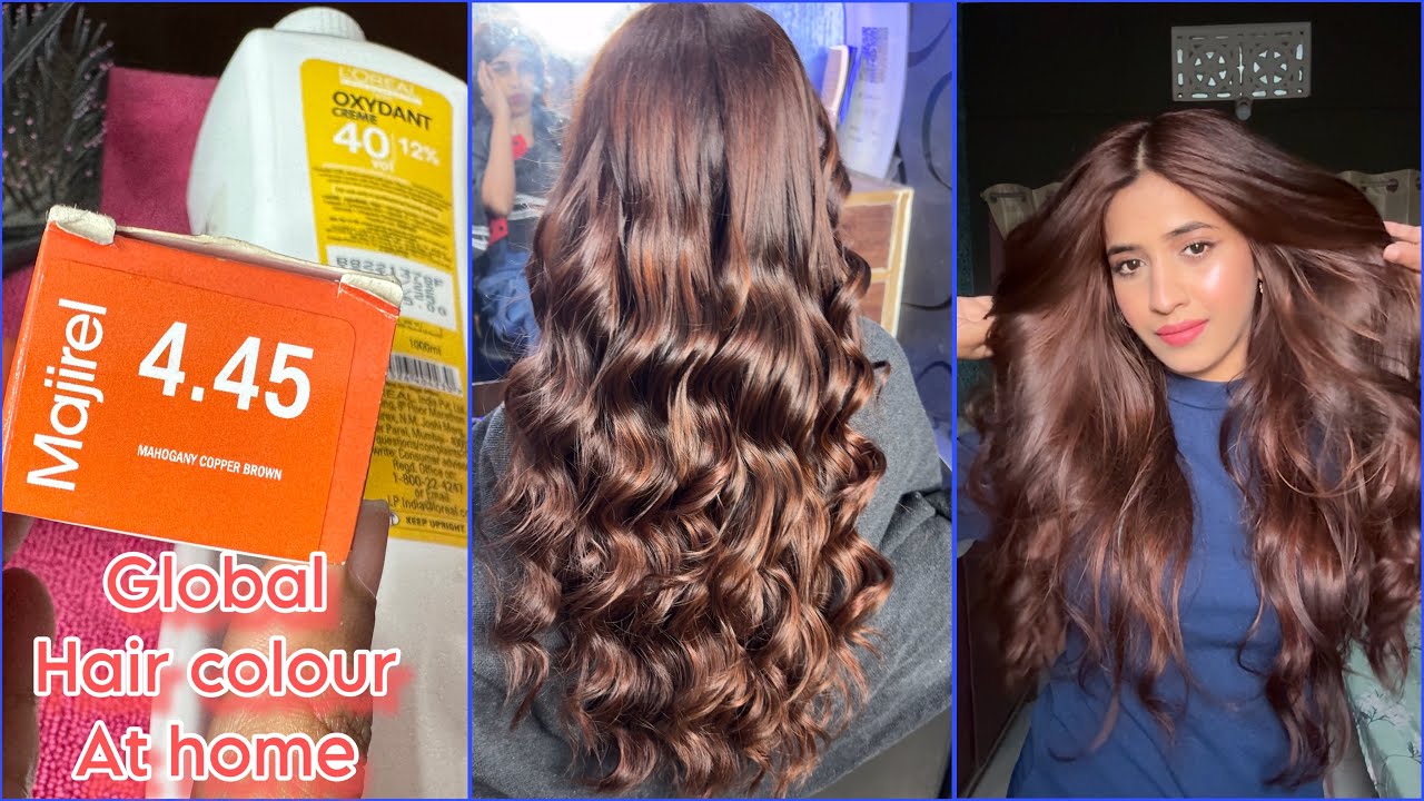 How To Do Global Hair Colour At Home | Salon like permanent hair colour | L’Oréal 4.45 colour tube