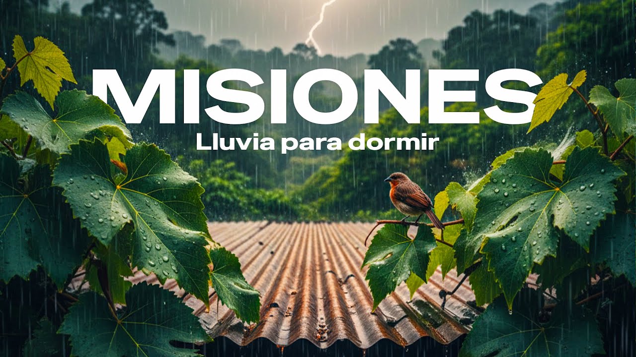 Relajante Lluvia Tropical en Misiones: gotas sobre las chapas, hojas y Truenos Leves