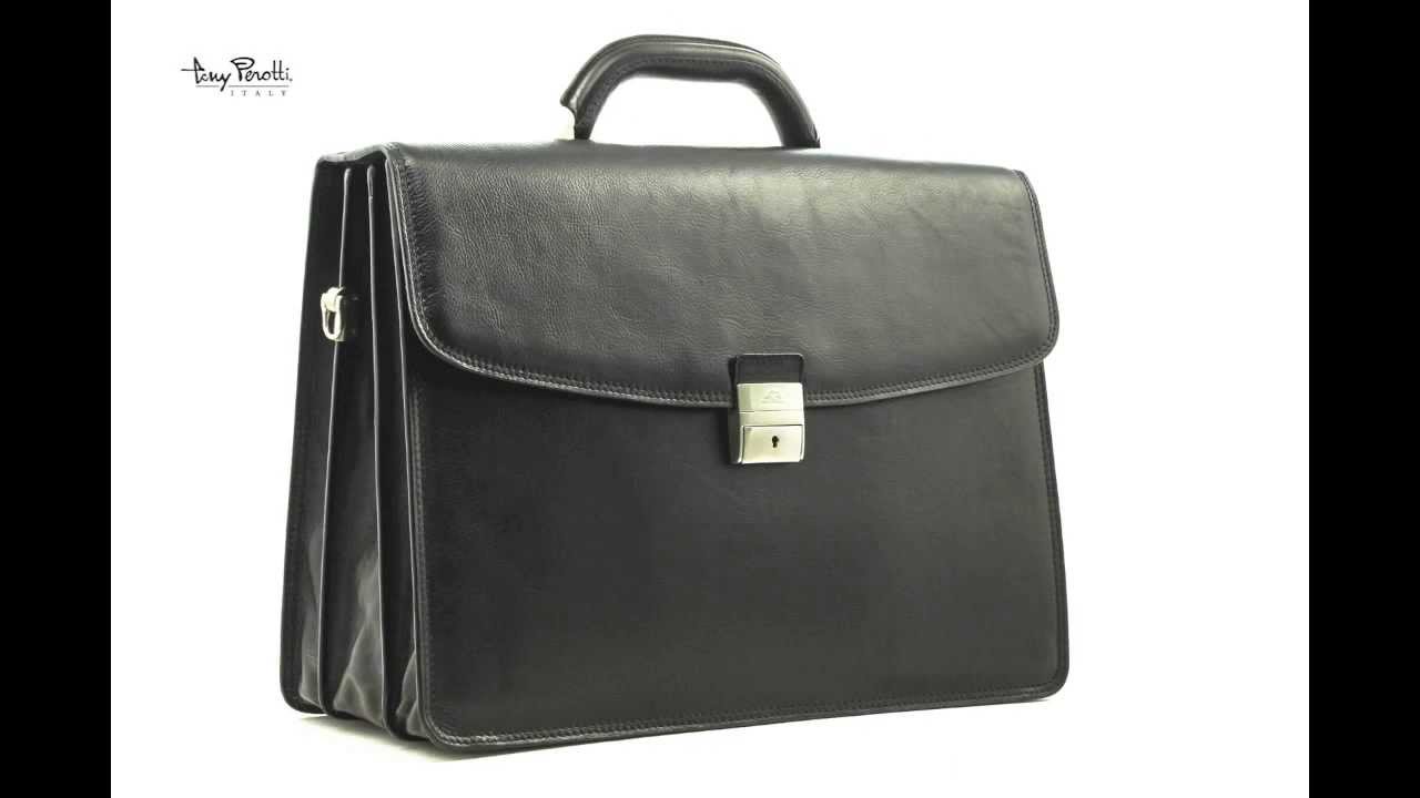 Tuscany Triple Compartment Briefcase in Black item number PI019601BK