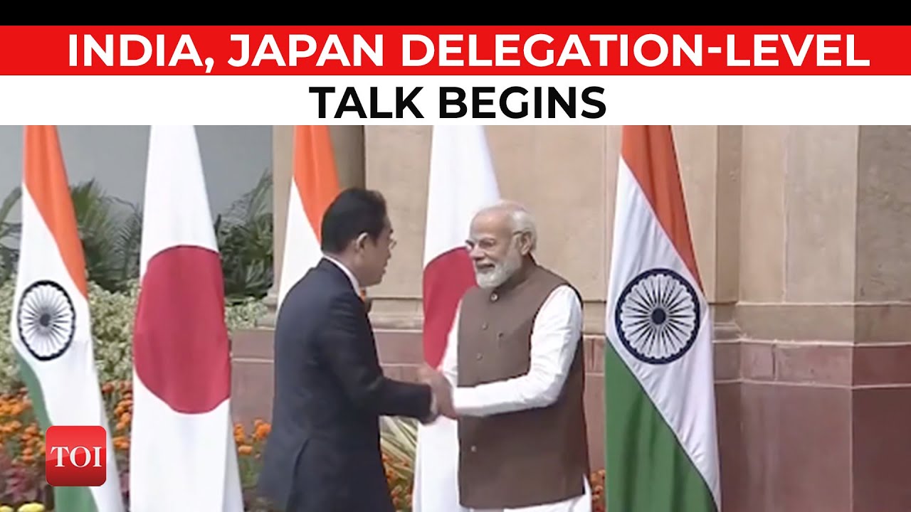 PM Narendra Modi meets his Japanese counterpart Fumio Kishida at Hyderabad House in Delhi