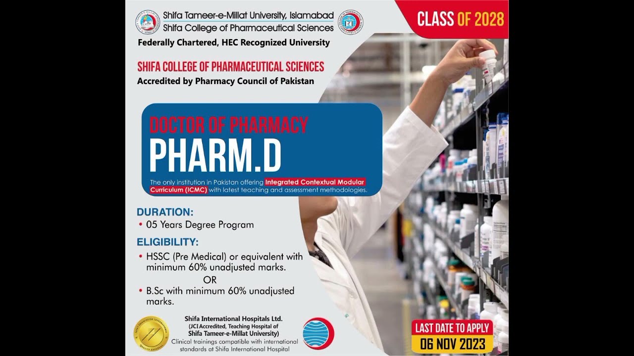 Pharm.D Admission 2023 | Shifa Tameer-e-Millat University (STMU)