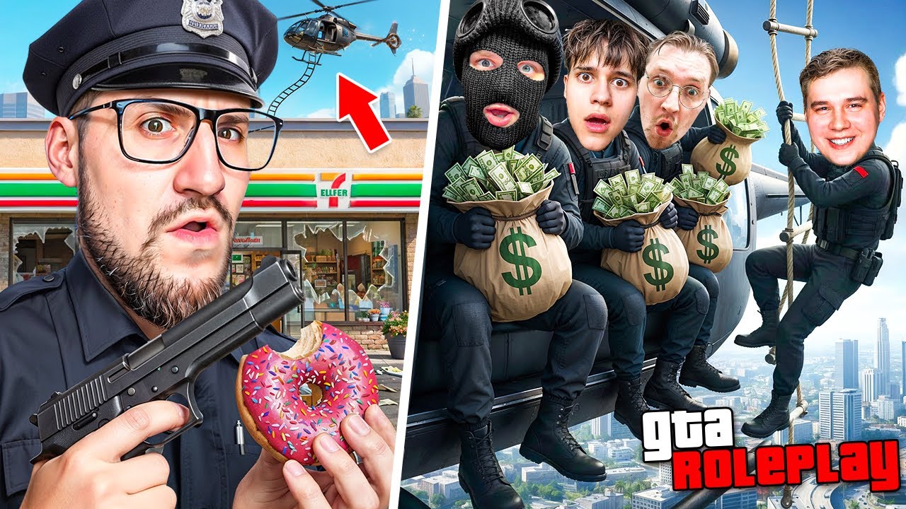 1 ПОЛИЦЕЙСКИЙ vs 4 ГРАБИТЕЛЯ! СБЕЖАТЬ ИЗ ГОРОДА за 1 ЧАС! ИХ ПЛАН ПОЧТИ СРАБОТАЛ! (GTA 5 RP)