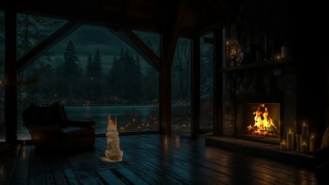 🌙 Rainy Mountain Cabin Retreat 🔥 | Immersive Fireplace & Night Rain for Deep Sleep