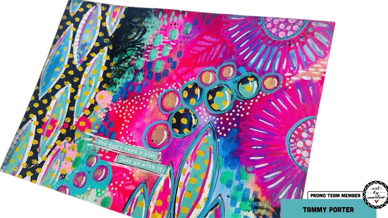 Art Journal Page…..a painty page using Art by Marlene