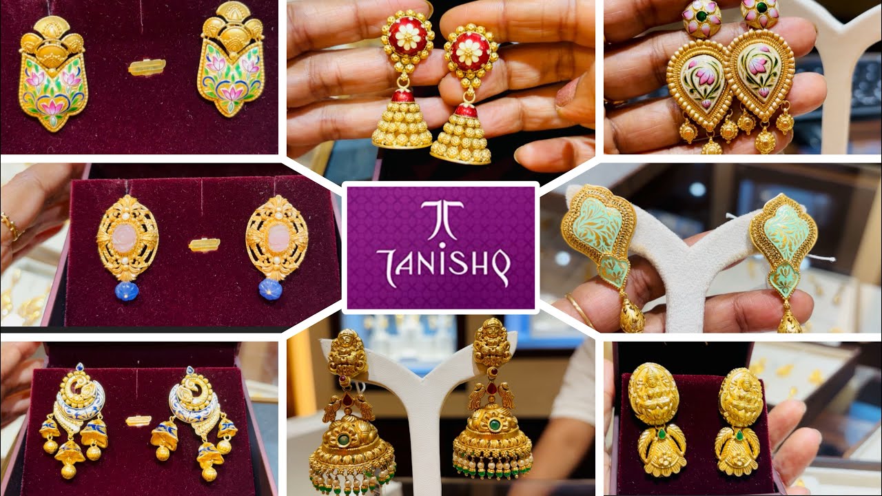 Tanishq Party wear earrings design with price | tanishq gold earrings design  #tanishq #viralvideo 