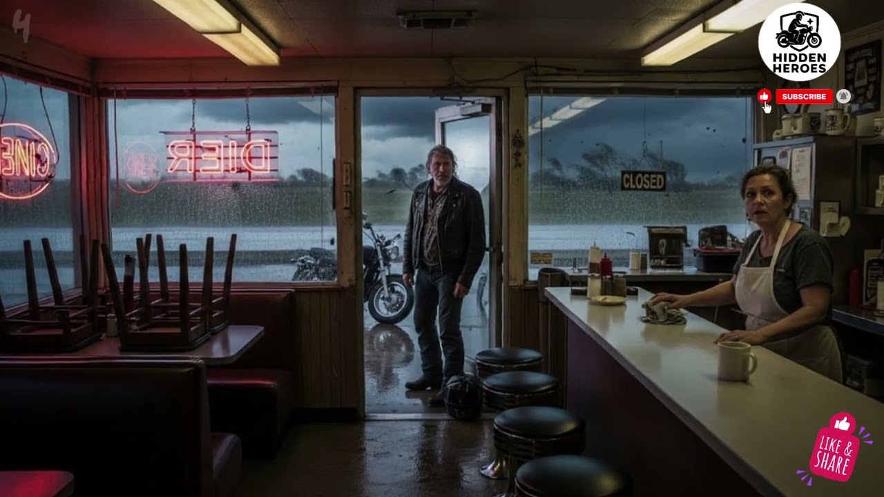 She Serves Last Coffee to Stranded Biker—Storm Reveals Secret