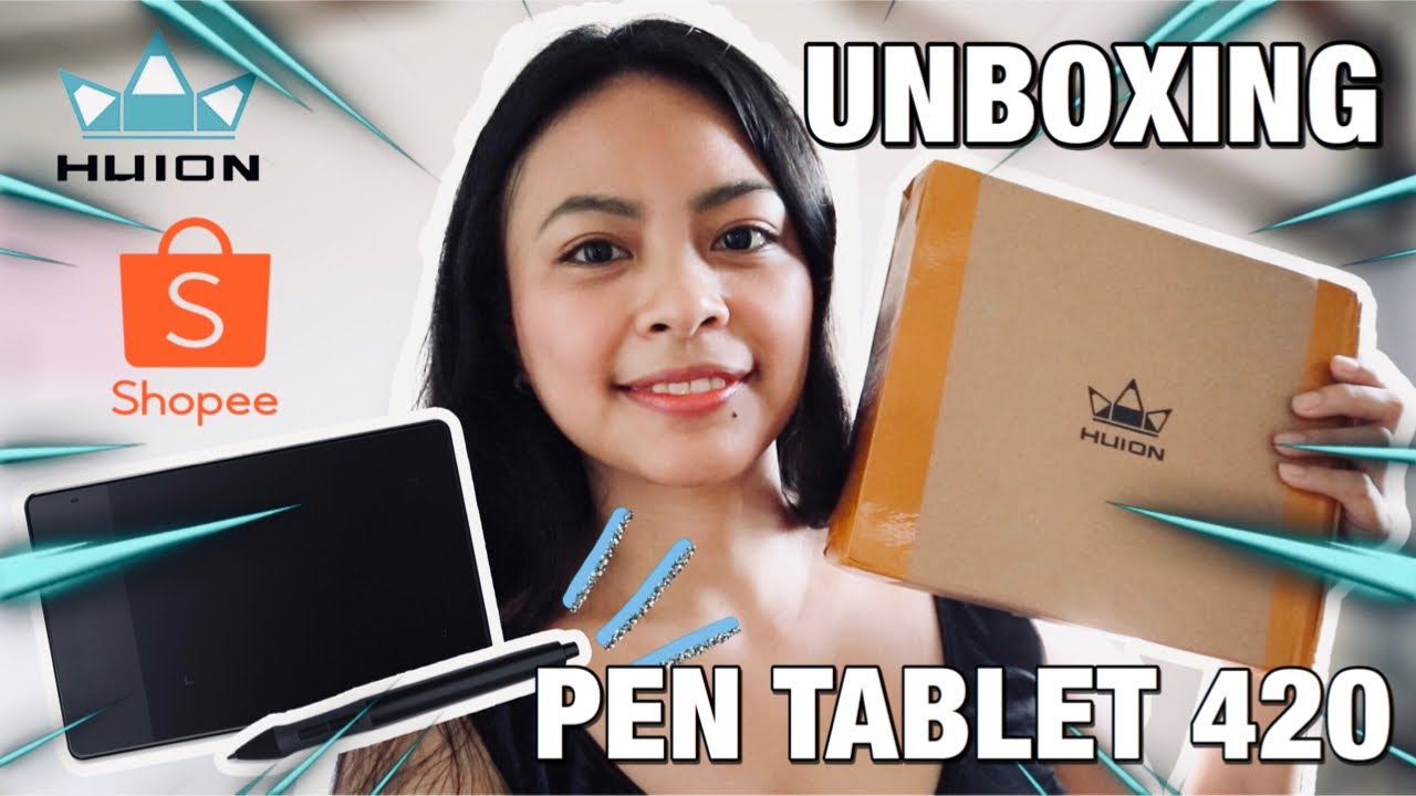 UNBOXING HUION PEN TABLET 420 FROM SHOPEE ❤︎ | Emmy Lou