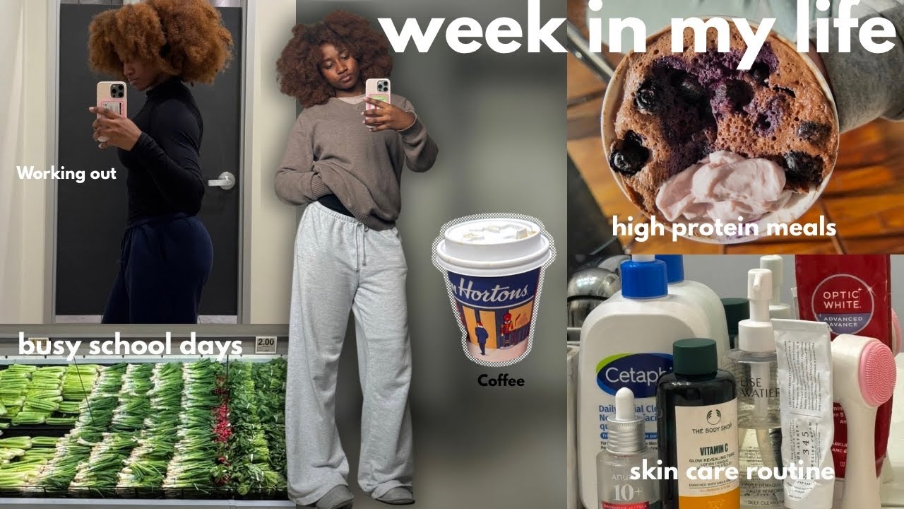 Productive days in my life as a college student : high protein meals , skin care, workouts & more...