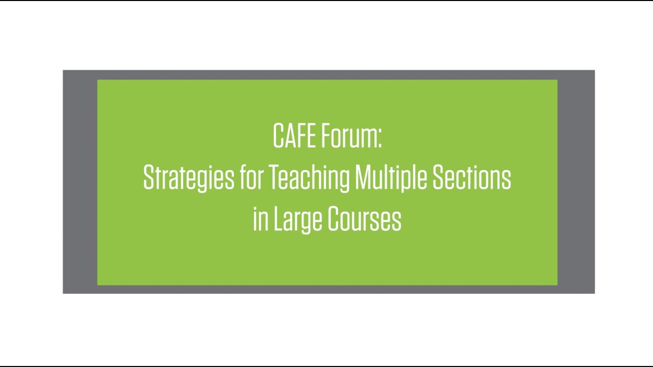 Strategies for Teaching Large Classes, Multiple Sections [Part 1]