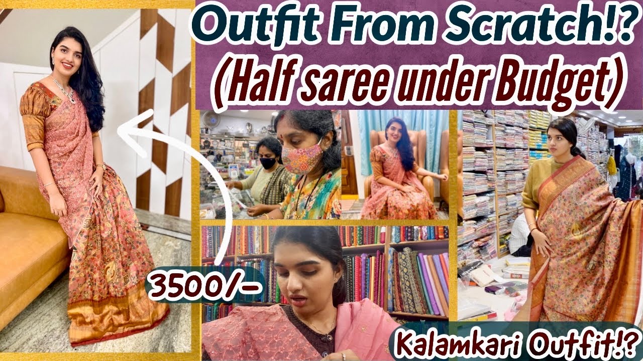 My New Year Outfit From Scratch Vlog!?|Kalamkari Half Saree under Budget|Everything for 3500/- Only|