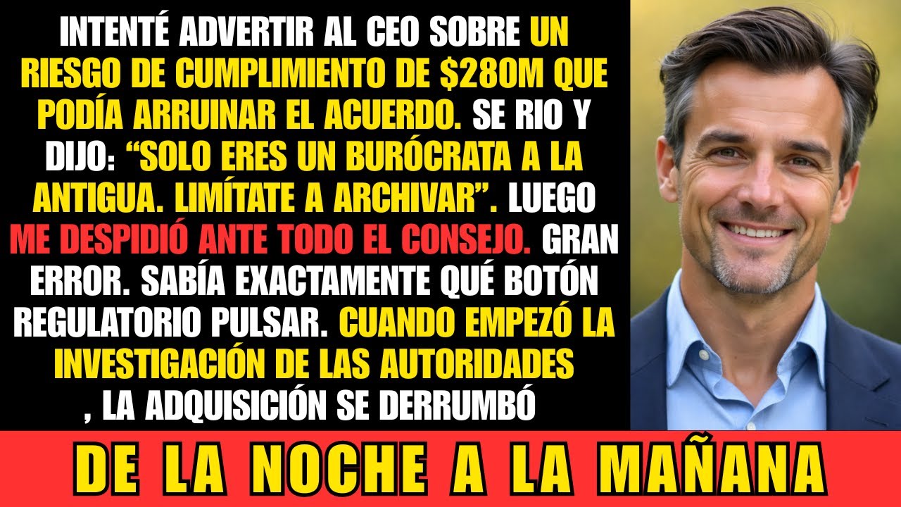 Advertí al CEO de un riesgo de 280M$. Se burló, me despidió… y yo destruí su gran acuerdo