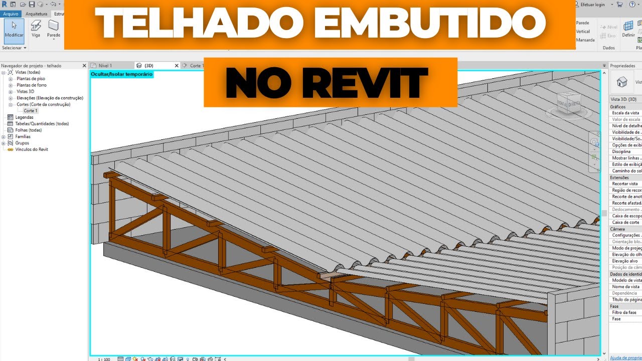 Telhado embutido revit