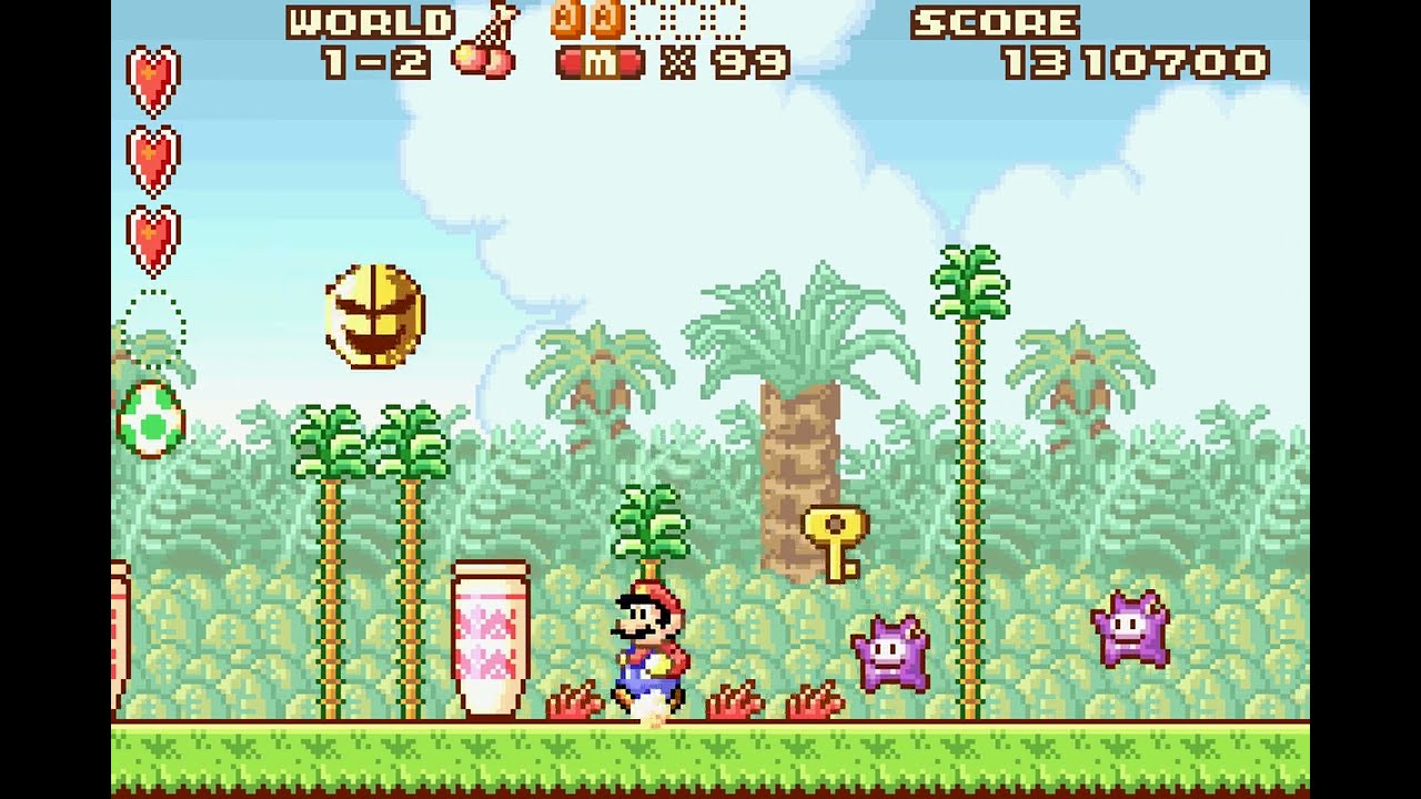 Super Mario Advance - Super Mario Bros. 2 - World 1-2 (Yoshi Egg Challenge)