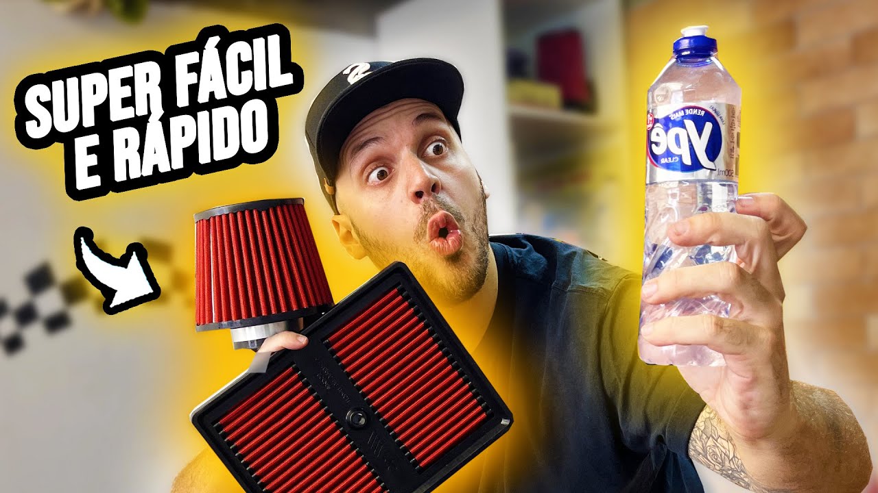 Como LIMPAR o FILTRO ESPORTIVO em CASA super FÁCIL (INBOX ou CÔNICO)