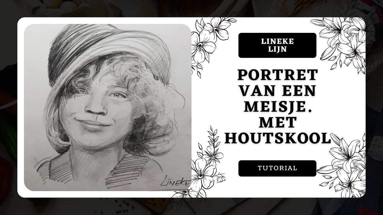 Portret tekenen van een jong meisje - Houtskool
