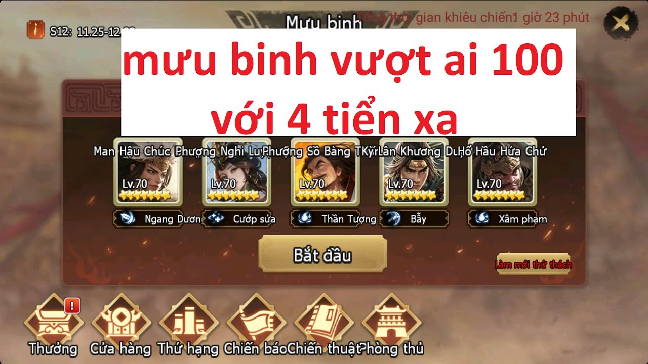 mưu binh vượt ai 100 với 4 tiển xa