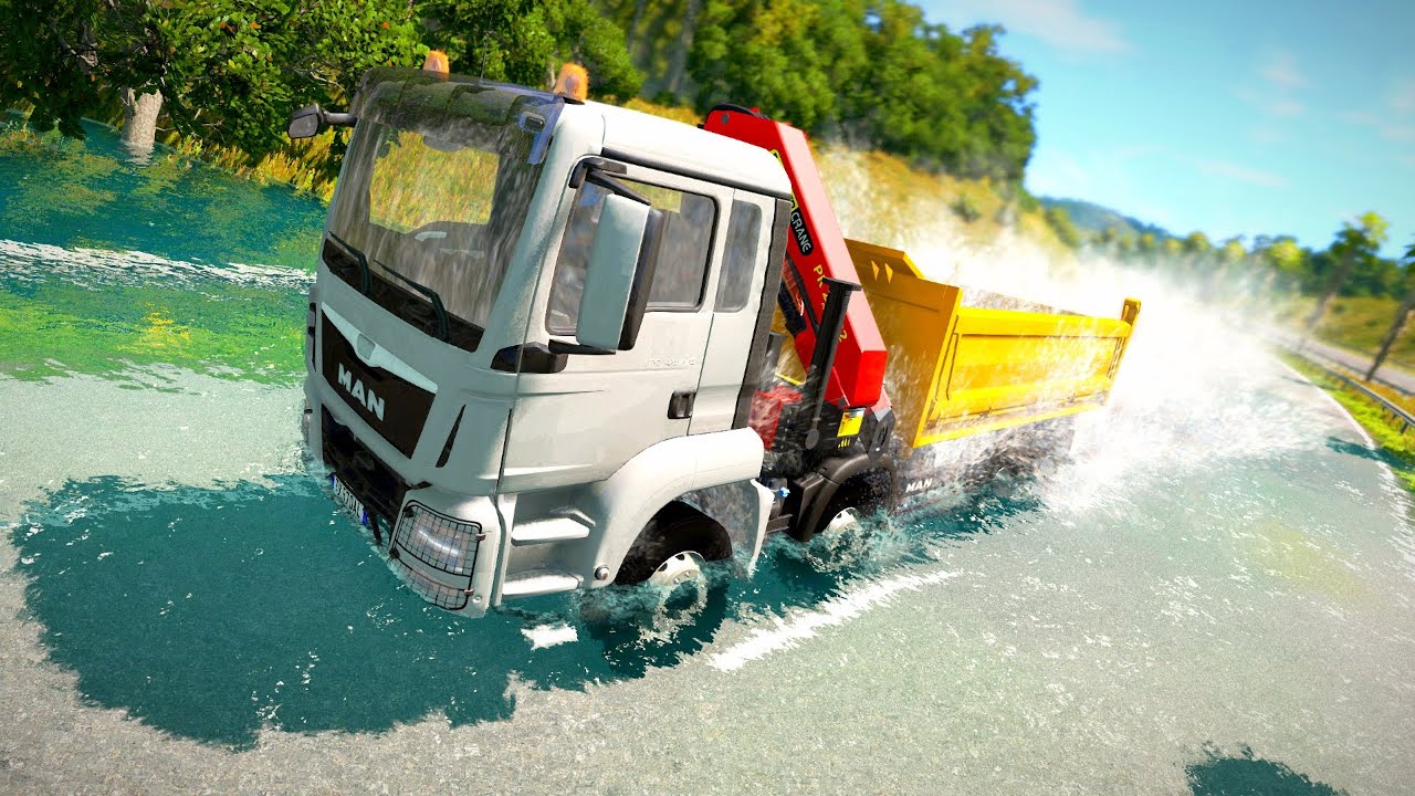Trucks vs Flooded Streets #7 - BeamNG.drive