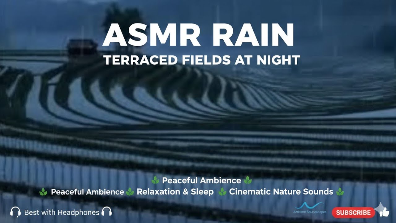 Peaceful Rain Over Terraced Rice Fields at Night 🌙 