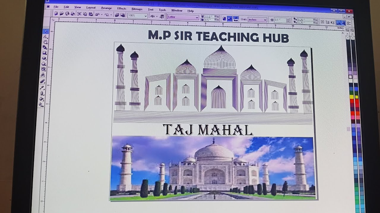 #Corel draw 11#Taj Mahal #new #viral #video #teaching #education #computer course 