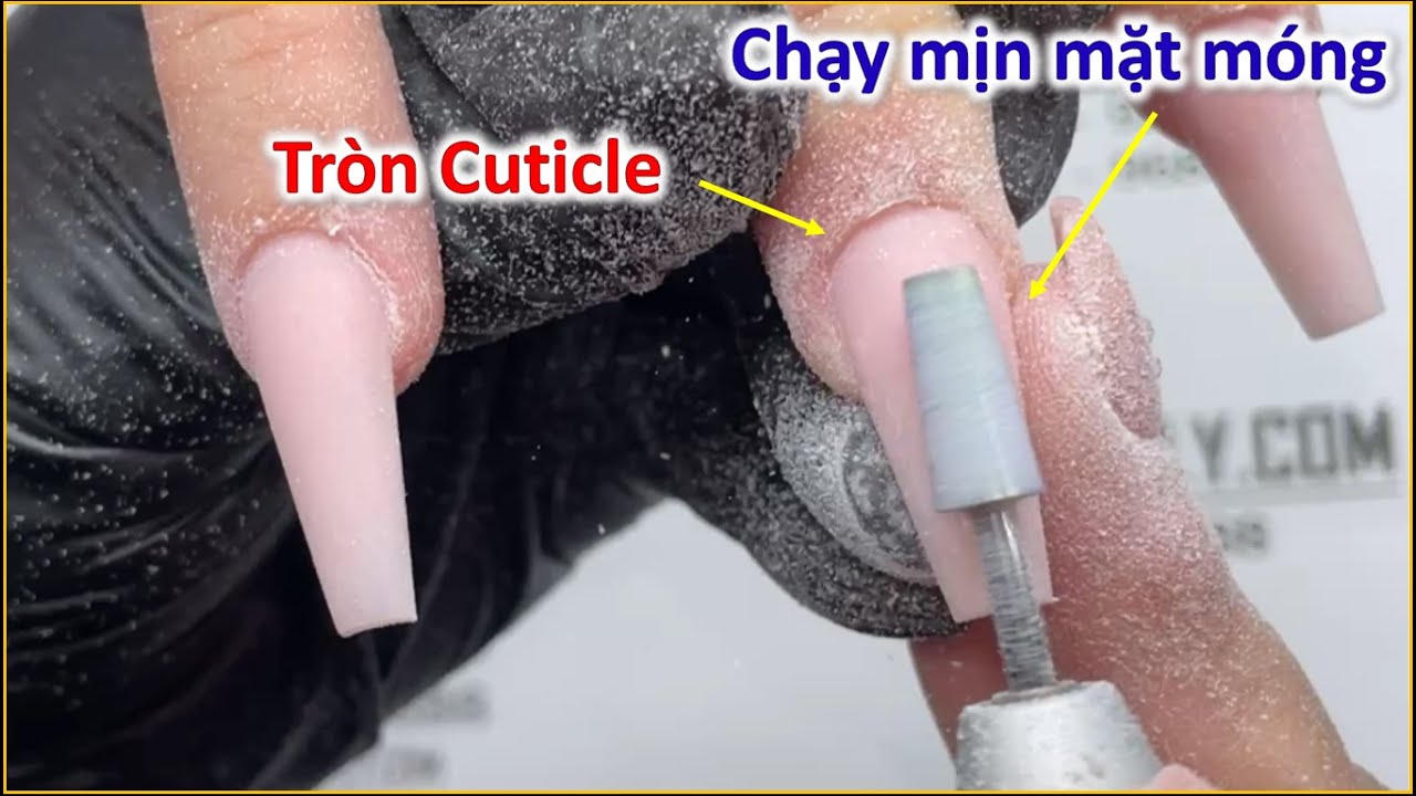 Cách Đắp bột Dũa shape, Chạy mịn tròn Cuticle - Màu OM 07 | Christine Lam