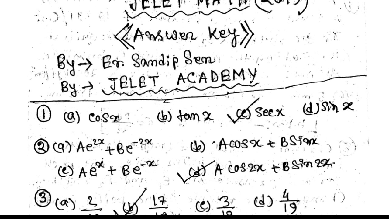 JELET EXAM 2019 ANSWER KEY | JELET 2019 ANSWER KEY FOR MATH
