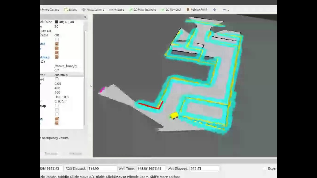 ros + gazebo + gmapping + move_base in a virtual maze