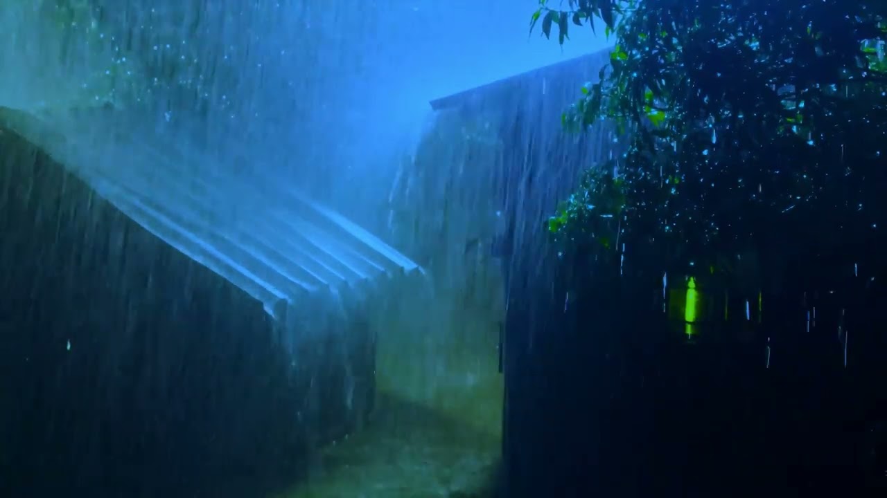 Sleep Instantly to Heavy Rain on Tin Roof | Relaxing Thunderstorm White Noise for Meditation