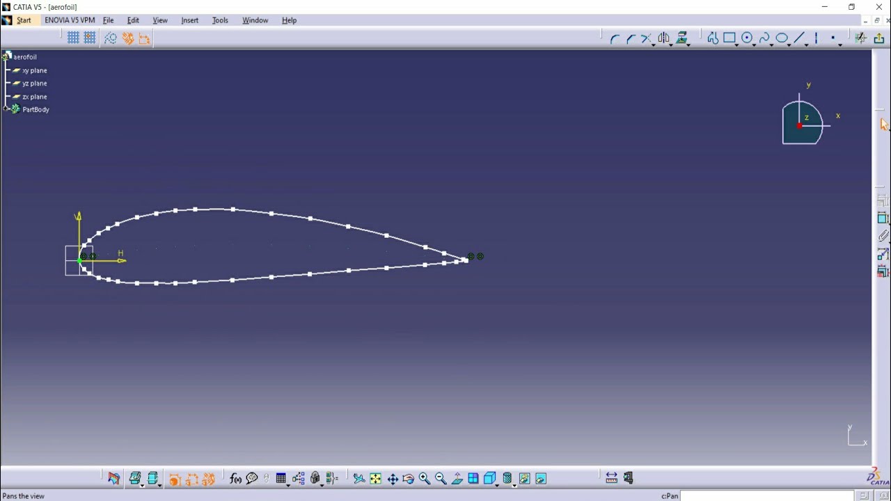 How to design airfoil in Catia by import coordinates.