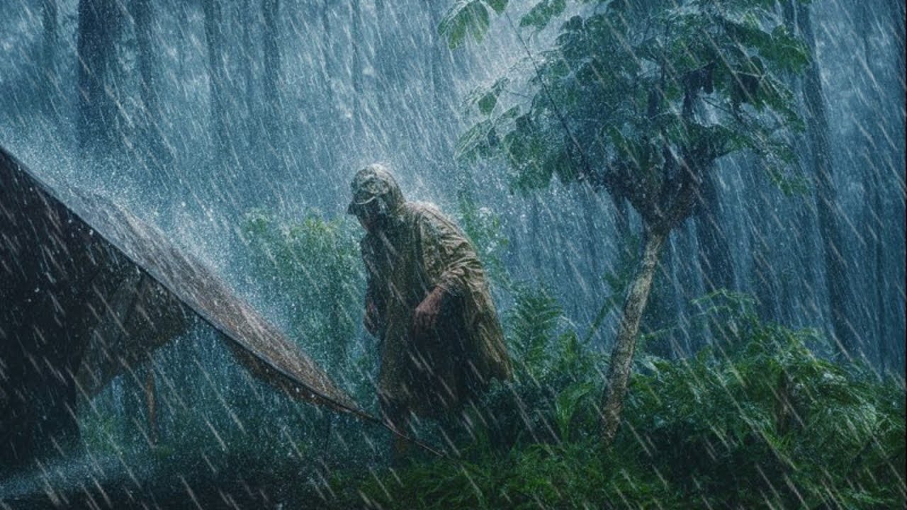 ⛈️ Dangerous Solo Camping — Trapped in a Violent Forest Storm ⚡