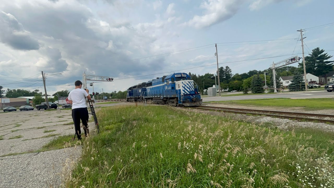 GLC Great Lakes Central railroad ￼Cadilac crew changes engines￼ and going to get the train cars