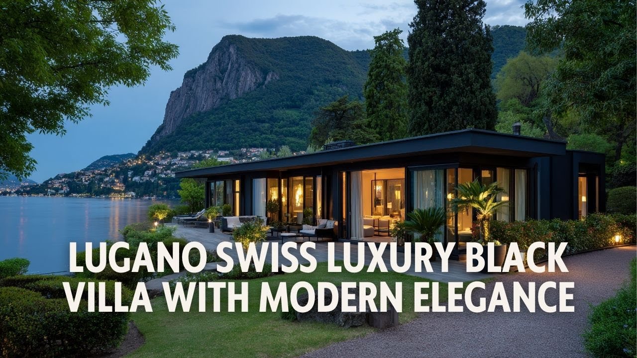Lugano Swiss Luxury Black Villa with Modern Elegance and Scenic Lakefront Views
