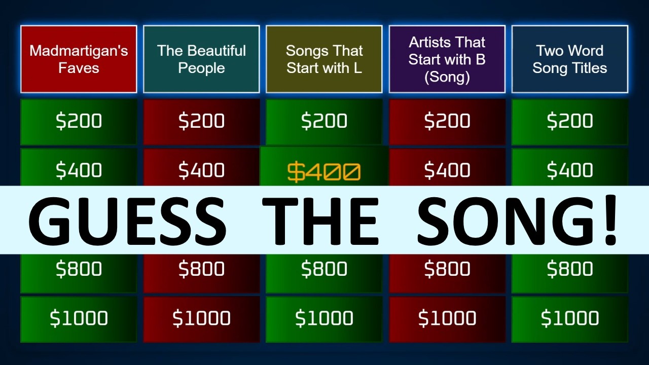 Guess the Song Jeopardy Style | Quiz #108