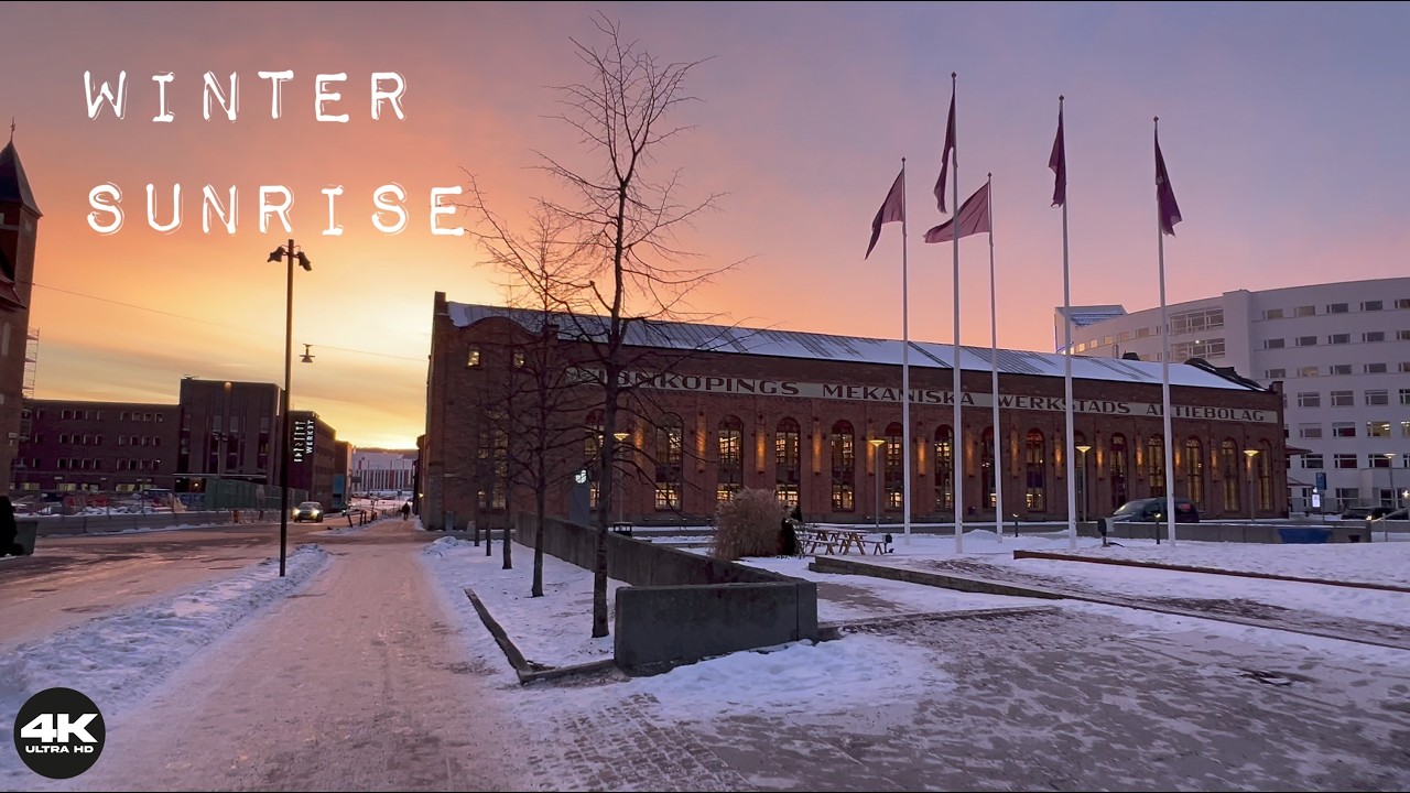Winter Sunrise Walk in Sweden 🇸🇪 | Jönköping Morning | 4K