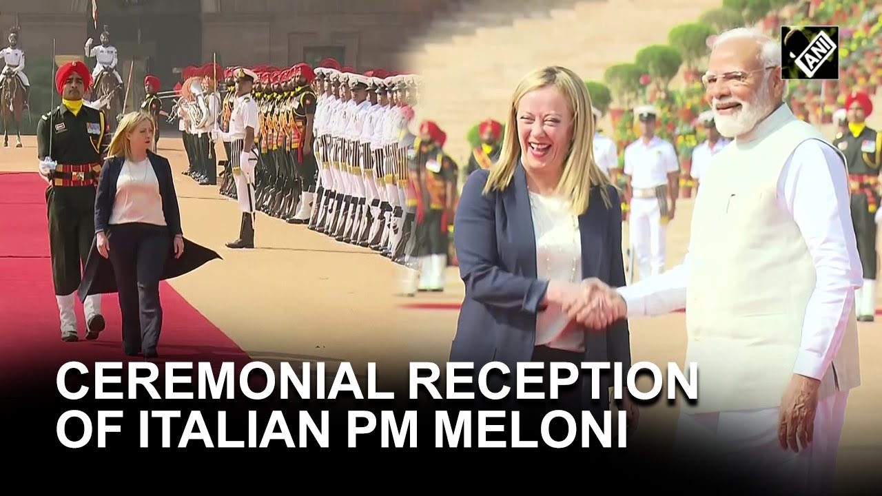 Delhi: Ceremonial Reception of Italian PM Giorgia Meloni held at Rashtrapati Bhavan