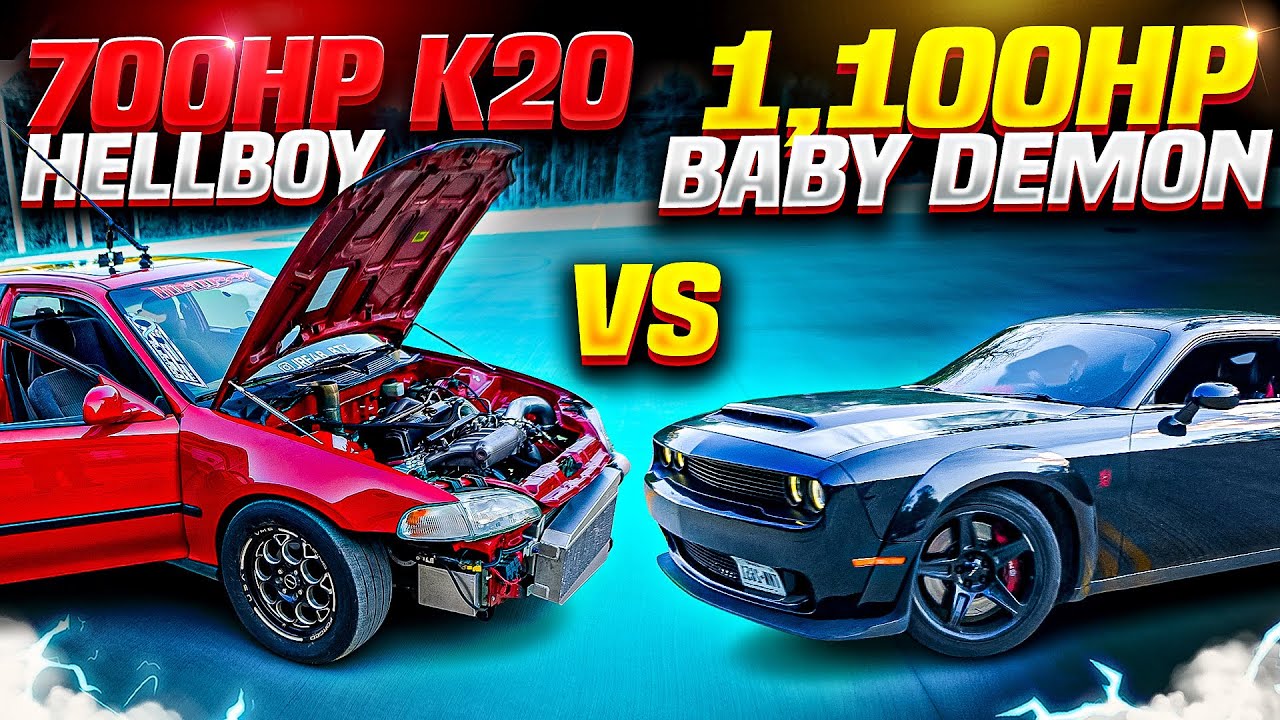 1,100HP Hellcat Calls Out K20 Honda‼️