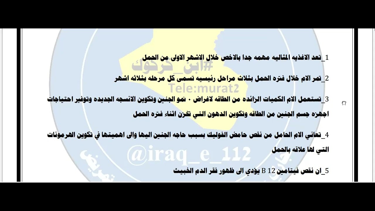 مرشحات مادة التغذية للصف الثالث المهني فرع الفنون التطبيقية الامتحان التمهيدي 2023