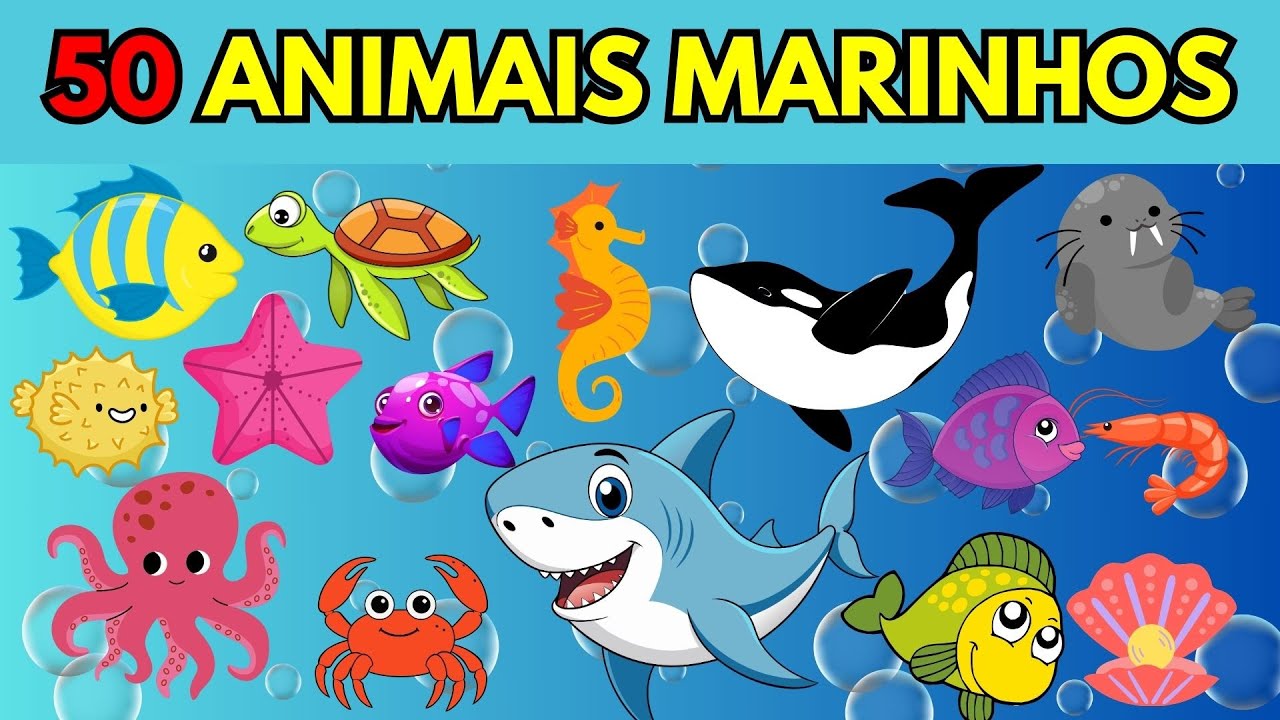 Descubra 50 animais marinhos - Vídeo educativo para crianças!